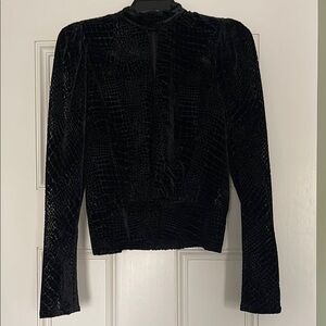 FRAME Embossed Velvet Croc Mock Neck Top – Size XS